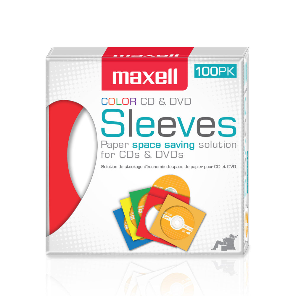 Enveloppes Maxell pour CD/DVD - Couleurs assorties - Paquet de 100