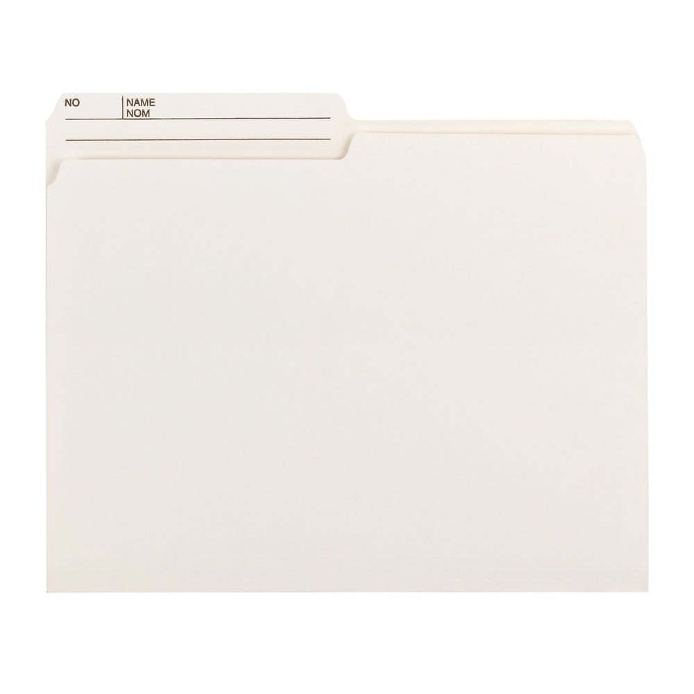 Chemises à onglets imprimées Smead, demi-coupe, ivoire, format lettre, 9,5 pt, paquet de 100