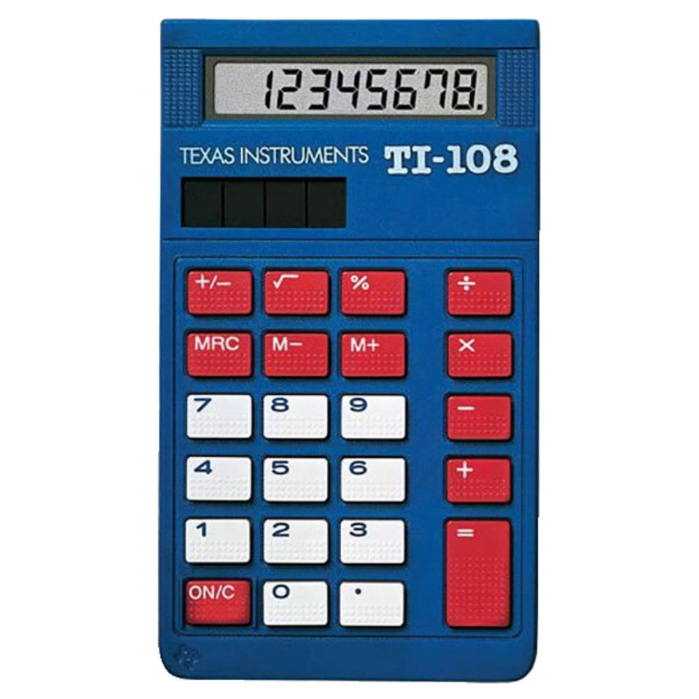Texas Instruments TI-108 Elementary Calculator 8 Digits - LCD - Solar Powered - Blue
