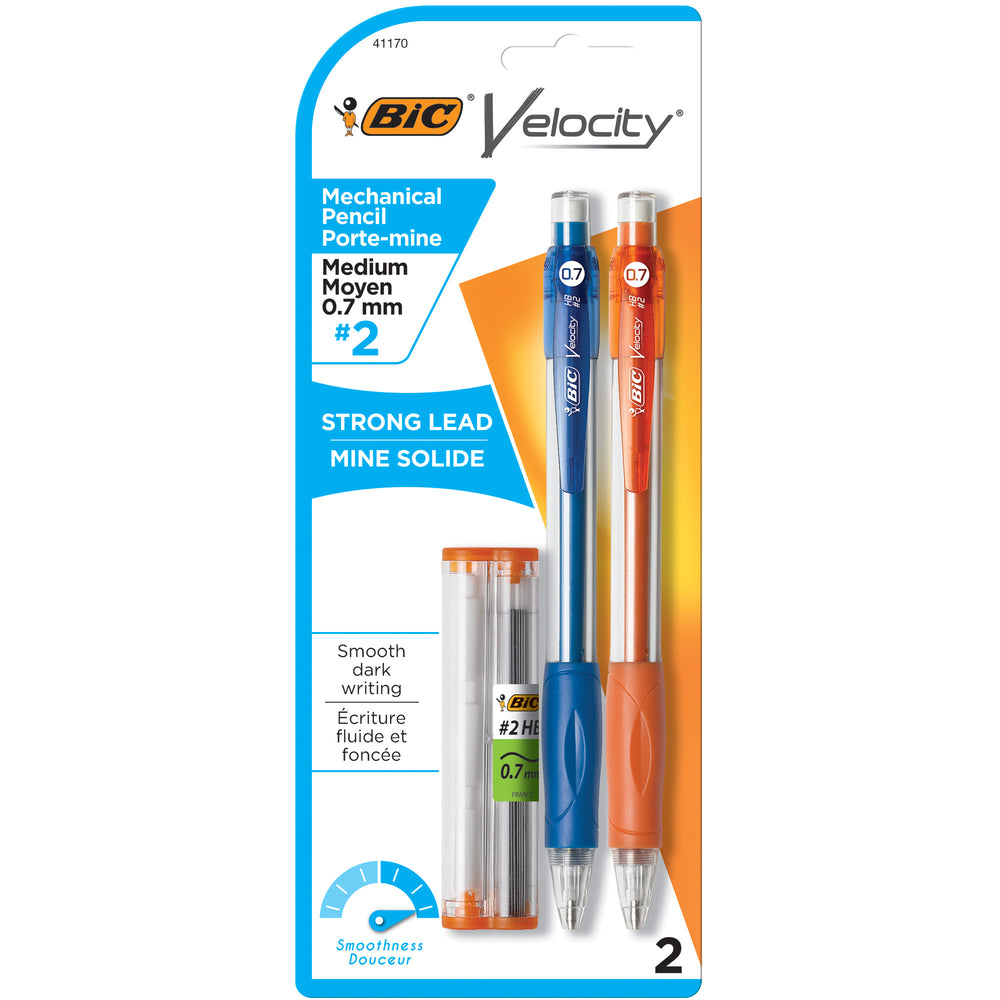 Crayons mécaniques BIC Velocity #2 HB - 0,7 mm - Lot de 2