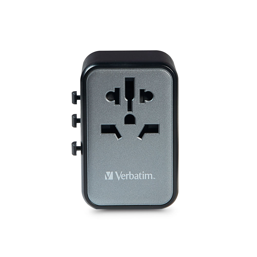 Verbatim Universal Travel Adapter 45 W - 3.50" L x 2.30" W x 4.10" H - Black