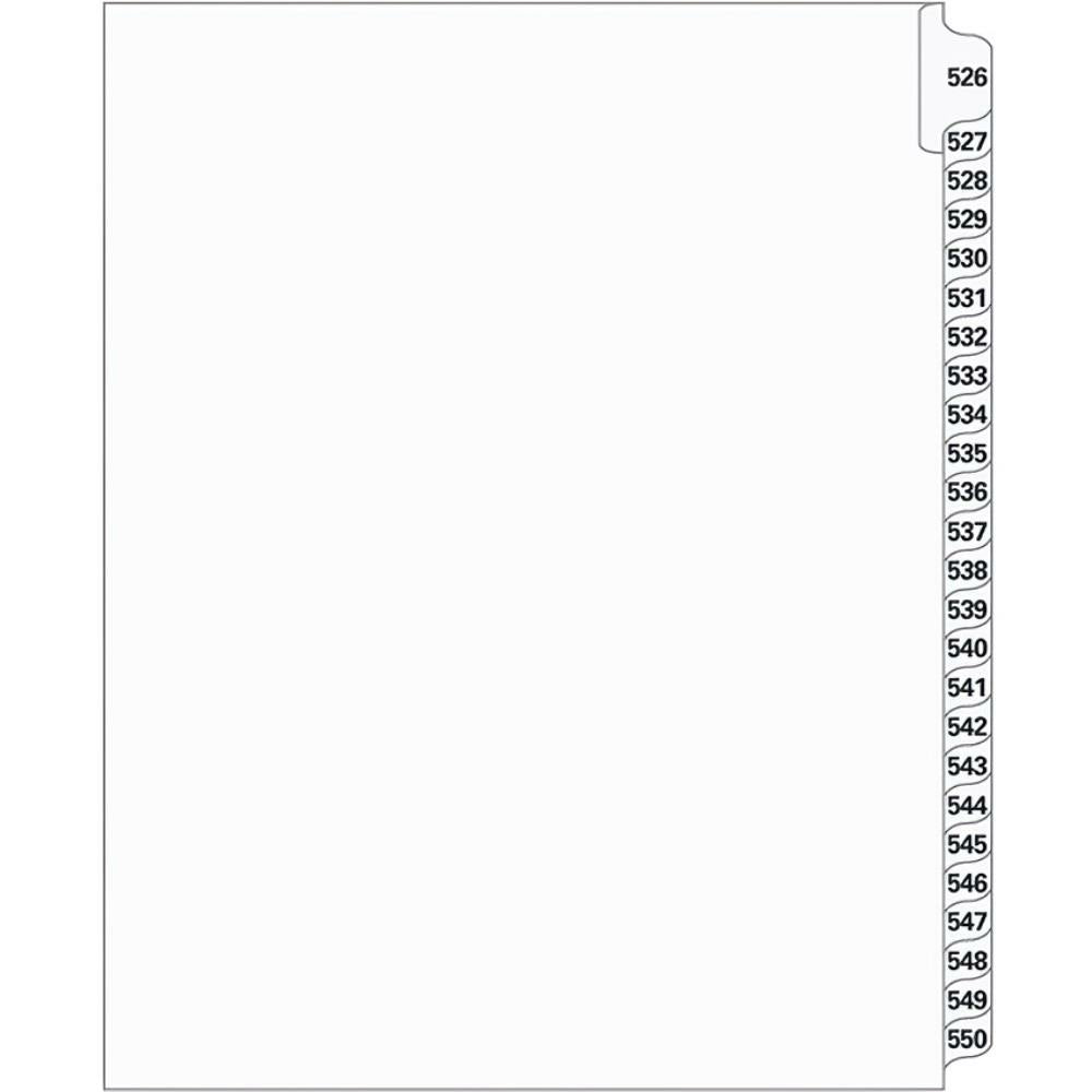 Supreme Litigation Tabs 25th Cut Numeric Set 11" White #526-550