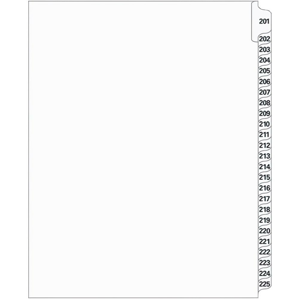 Supreme Litigation Tabs 25th Cut Numeric Set 11" White #201/225