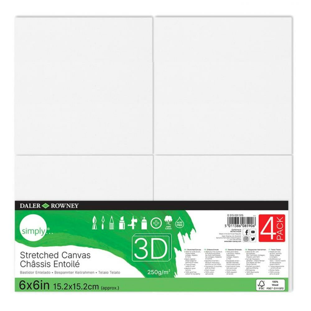 Simply Streteched Canvas, 6"x6", 4/pkg.