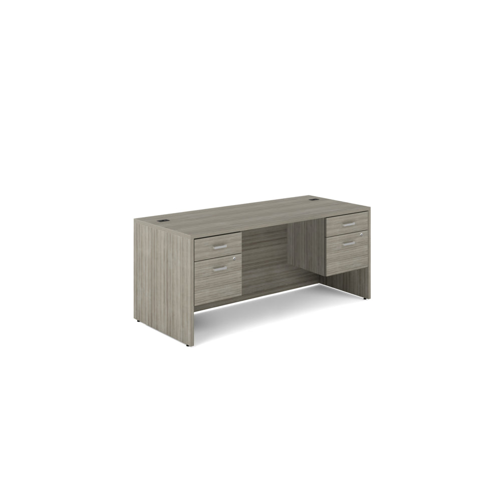 Bureaux à emporter - Bureau à double caisson Newland - 4 tiroirs - 72 po L x 30 po P - Gris clair