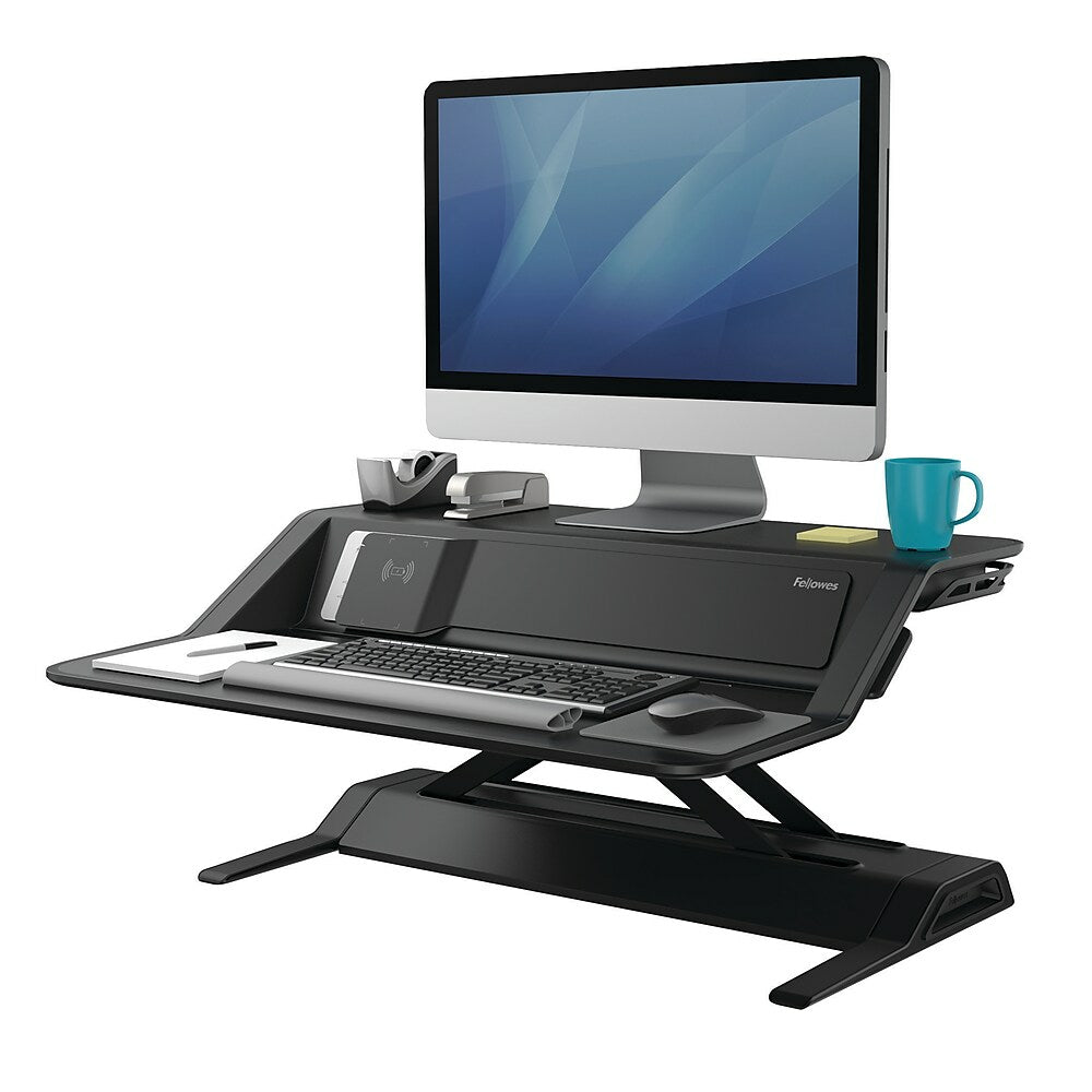 Bureau assis-debout Fellowes Lotus DX 32,75" de largeur - Double écran - Noir