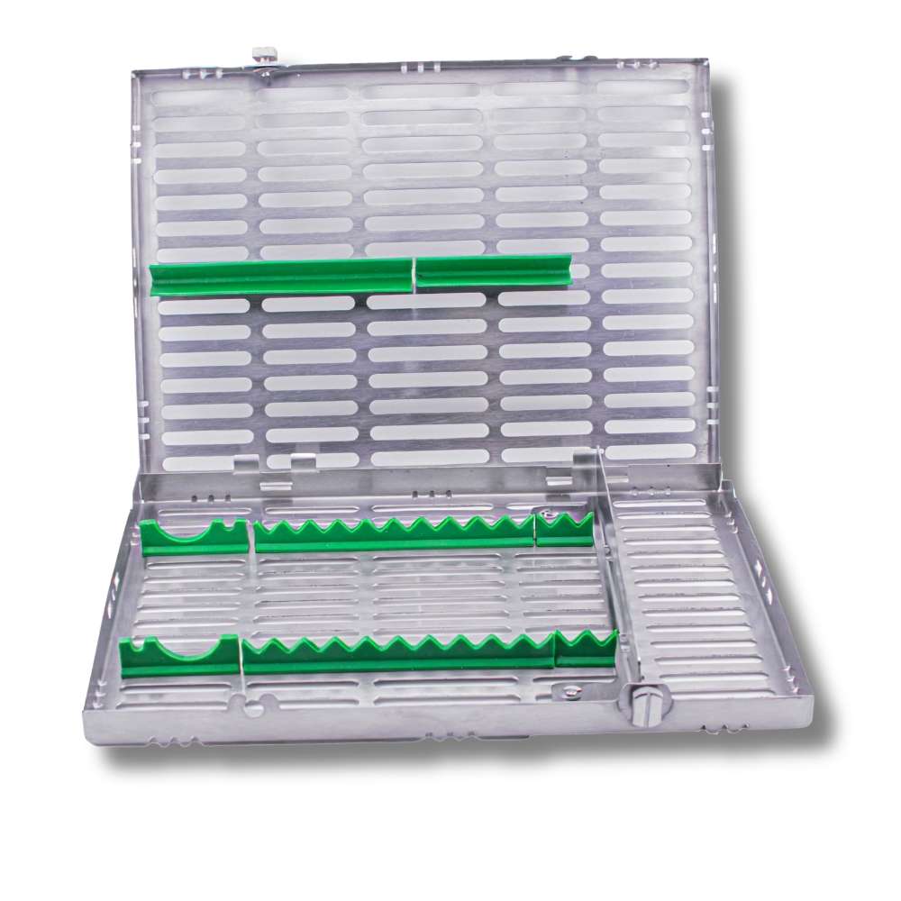 Oral Surgery Instrument Cassette Compact: 10 Instruments, 2 Elevators, 2 Hinged, 203 x 280 mm