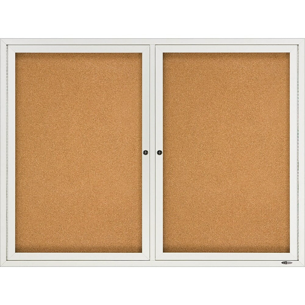 Tableau d'affichage Quartet en liège, cadre en aluminium, 48" x 36", 2 portes (23640)