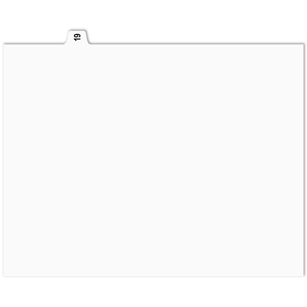 Onglets d'indexation numérique Apak - n° 19 - Blancs - 8 1/2" x 11" - Coupe 1/15e - 110 lb - Non perforés - Paquet de 25