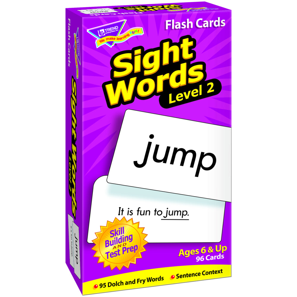 TREND enterprises Sight Words – Level 2 Skill Drill Flash Cards - 3" W x 6" H - 96 Pack