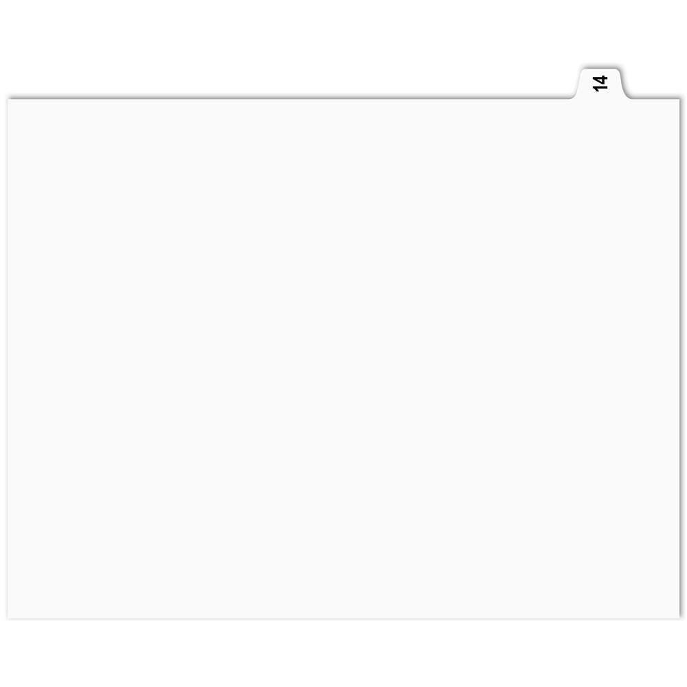 Onglets d'indexation numérique Apak - n° 14 - Blancs - 8 1/2" x 11" - Coupe 1/15 - 110 lb - Non perforés - Paquet de 25