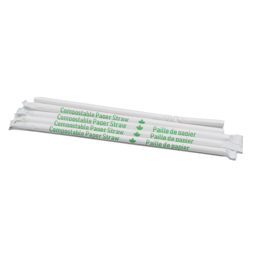 Pailles en papier Jumbo Flex Eco-Packaging 8" - Blanches - Paquet de 300