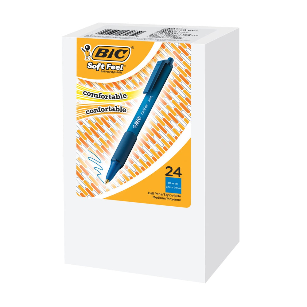 Stylo à bille rétractable BIC Soft Feel - 1,0 mm - Bleu - Lot de 24