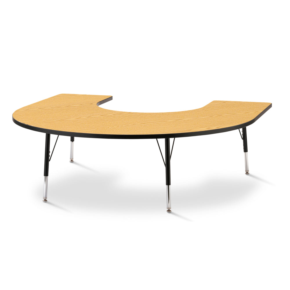 Jonti-Craft Berries Horseshoe Activity Table - 66" x 60" - 15-24"H - Oak/Black