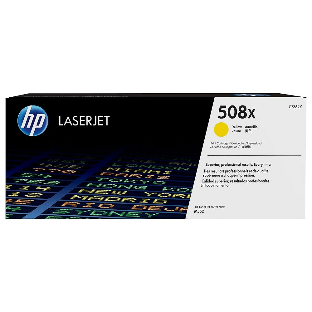 Cartouche de toner LaserJet jaune haute capacité HP 508X (CF362X) d'origine