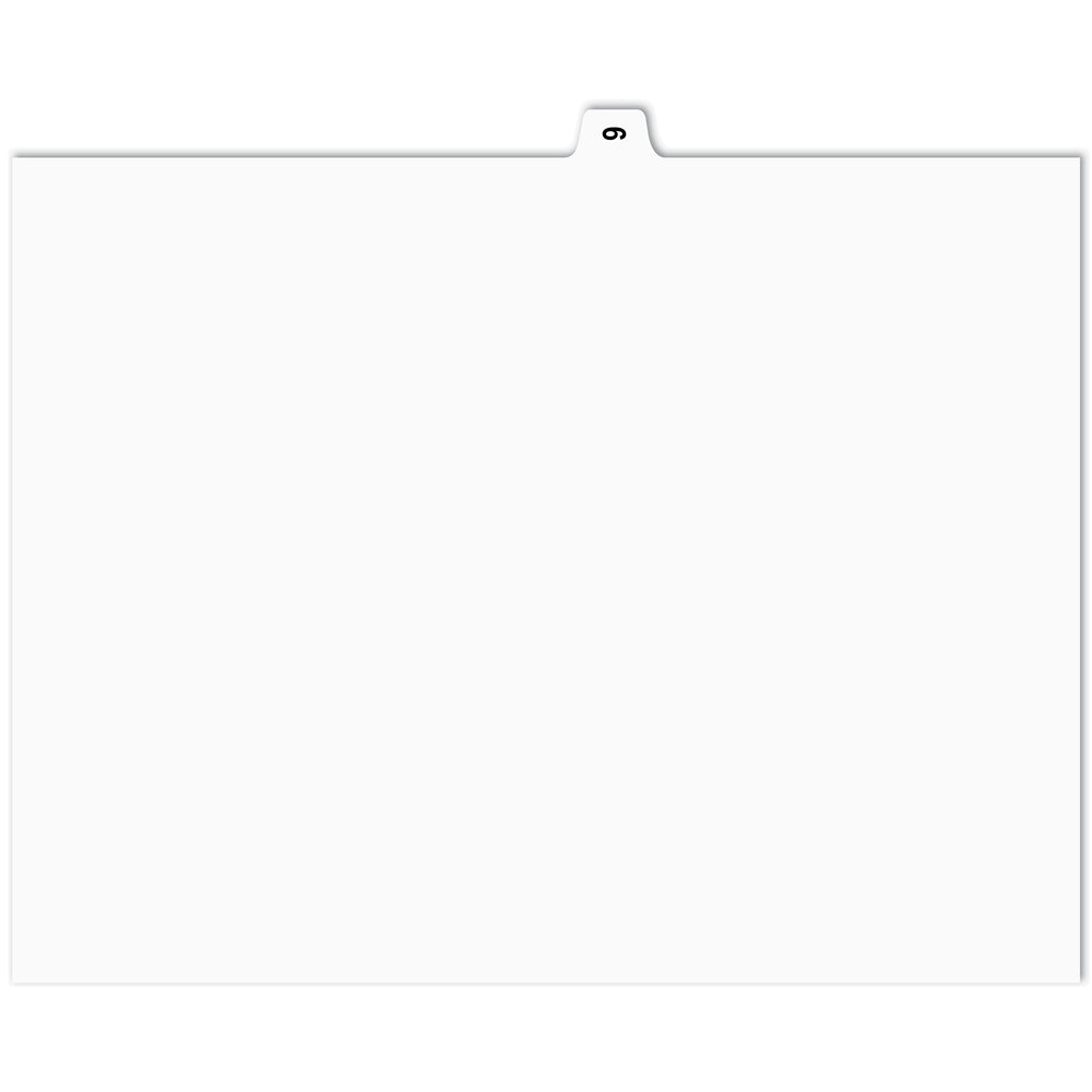 Apak Numerical Index Tabs - #9 - White - 8 1/2" x 11" - 1/15th Cut - 110 lb. - Unpunched - 25 Pack