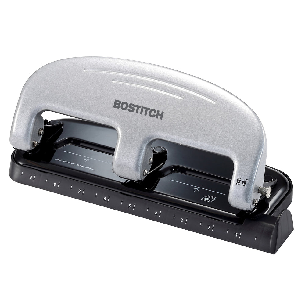 Bostitch 3-Hole Punch - 20 Sheets - Silver/Black