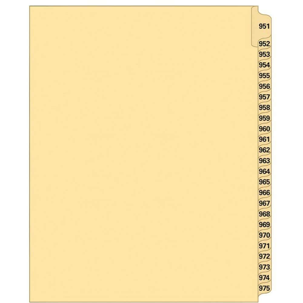 Supreme Litigation Tabs 25th Cut Numeric Set 11" Buff #951-975