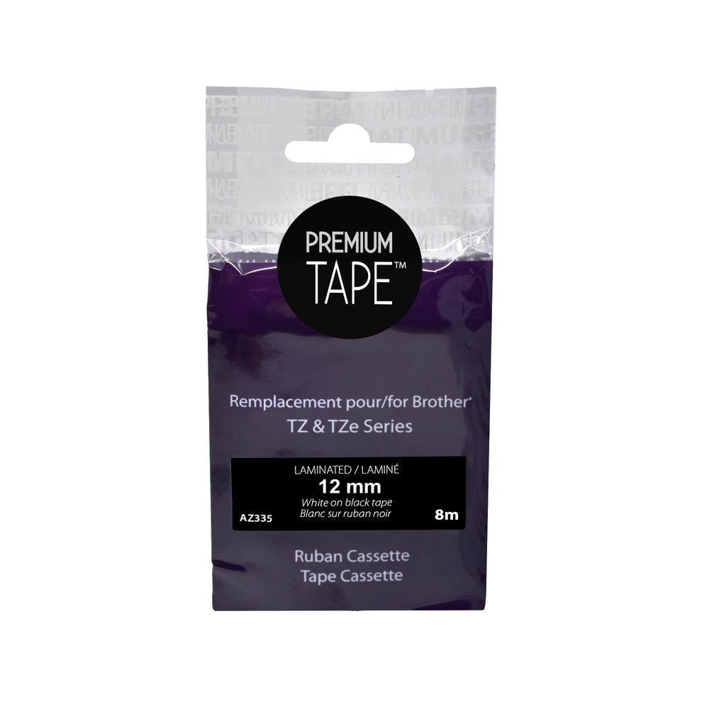 Nutone Premium Tapes Compatible with Brother TZ335, TZ-335, TZE-335, TZE335 - White / Black - 12 mm