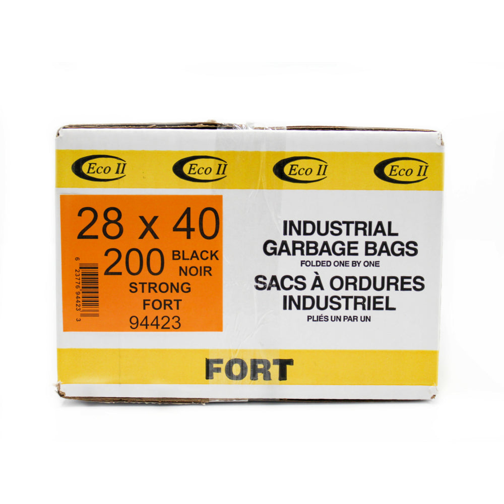 Eco II Garbage Bags - 28" x 40" - Strong - Black - 200 Pack