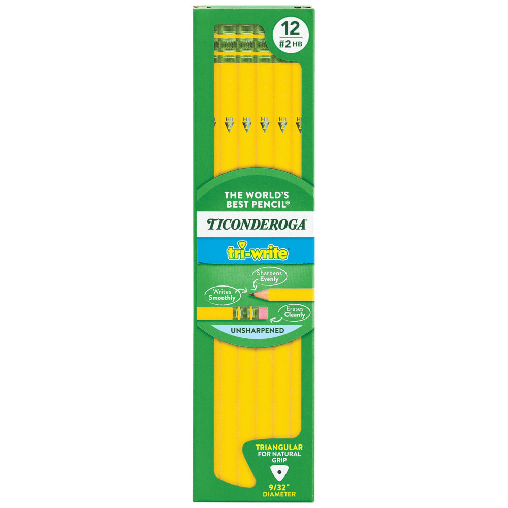 Ticonderoga Tri-Write Triangular #2 Pencils - 12 Pack