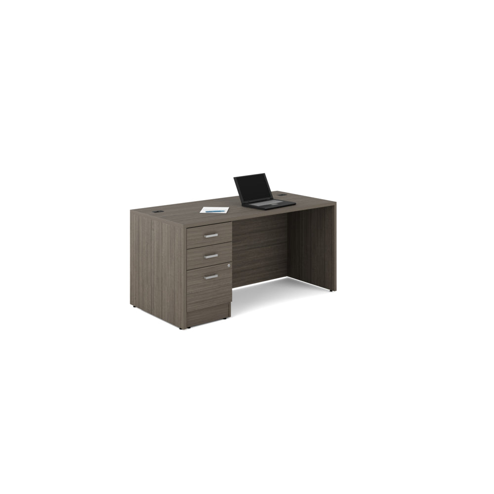 Bureau à caisson simple Newland Offices to Go - 3 tiroirs - 60" x 30" - Gris