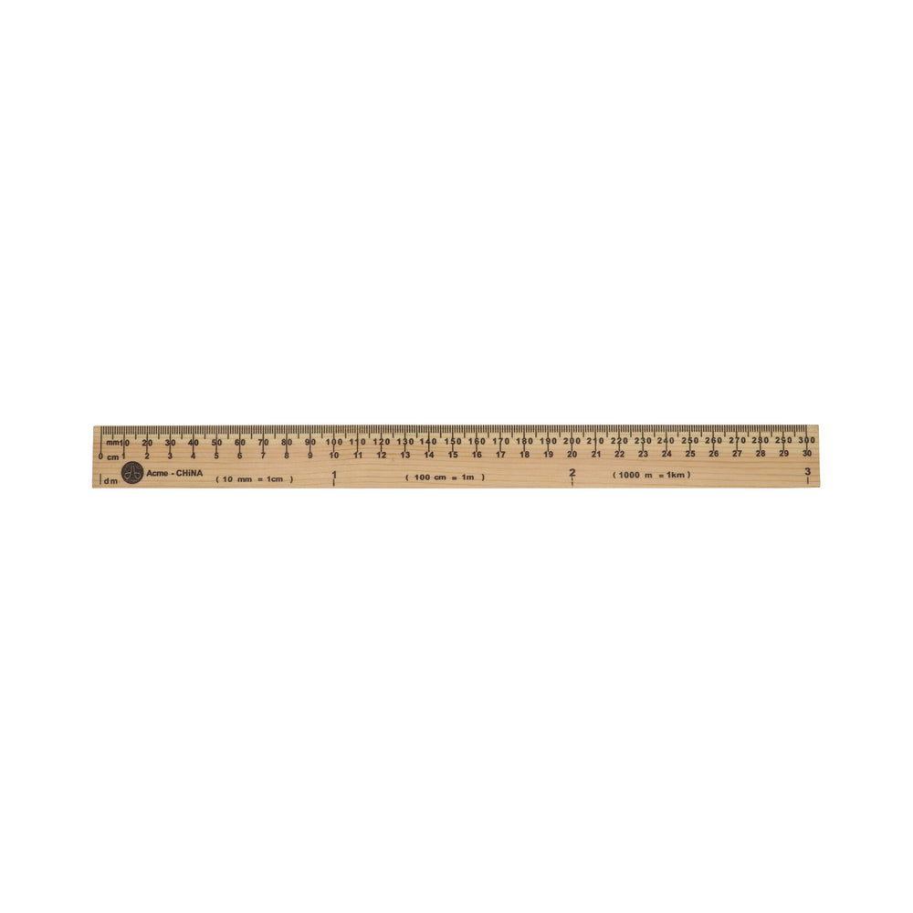 Westcott Wood Ruler - Plain Edge - 30cm