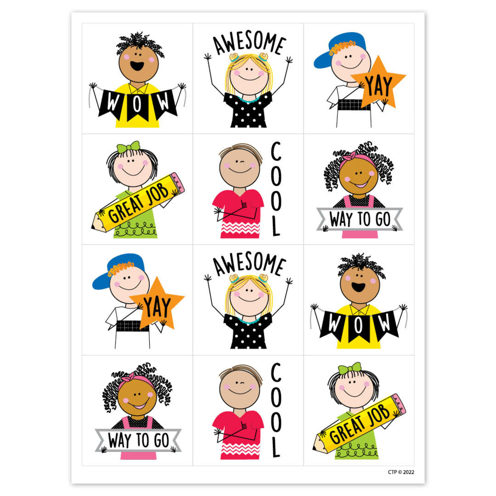 Autocollants de récompense pour enfants Creative Teaching Press Stick - Environ 1,5" x 1,5" - Paquet de 60