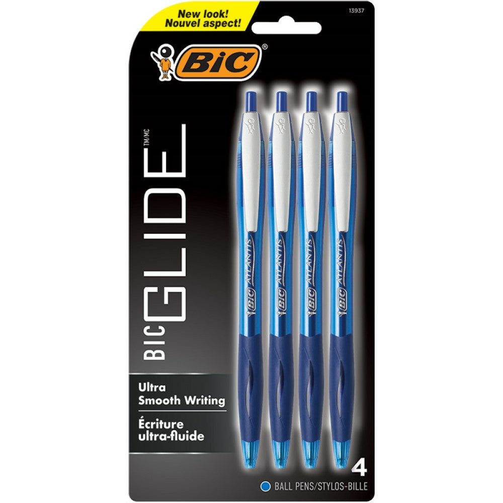 BIC Atlantis Original Ballpoint Pen - Retractable - 1.0mm - Blue - 4 Pack