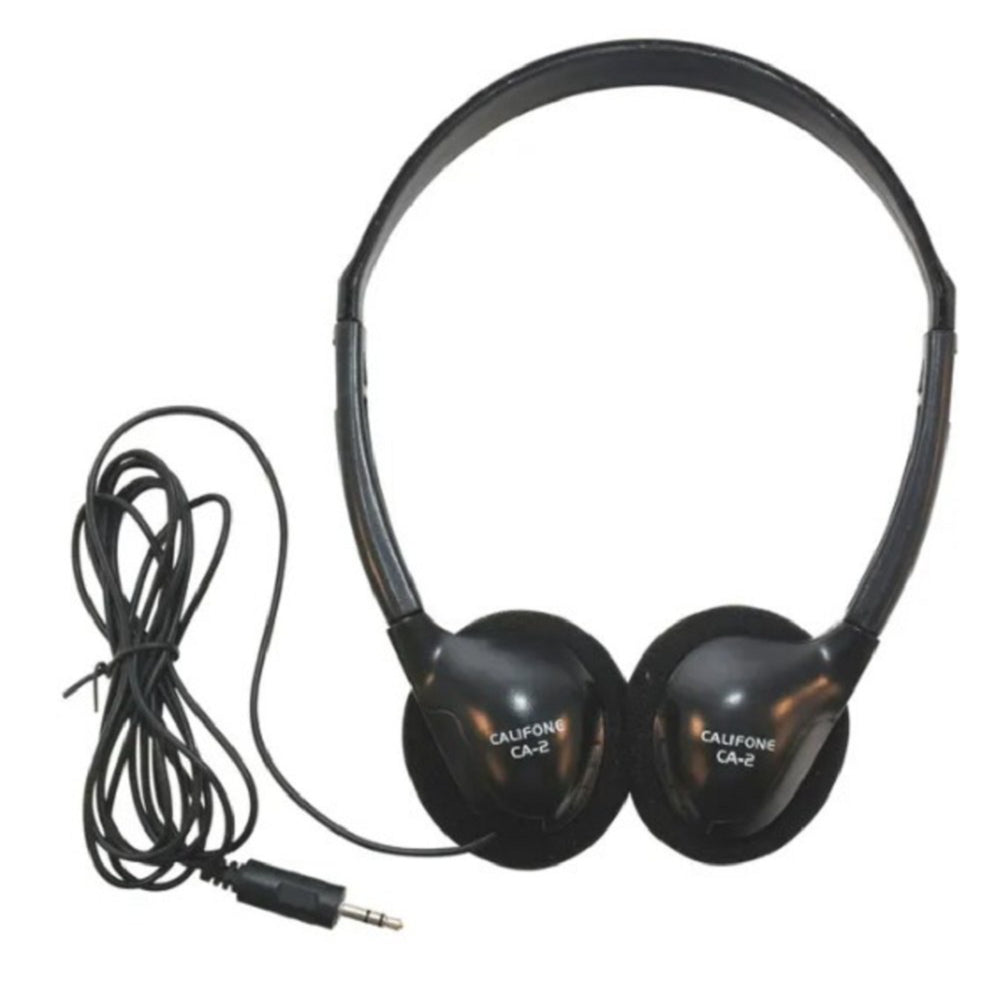 Califone Lightweight Stereo Headphone with Storage Bag - Black