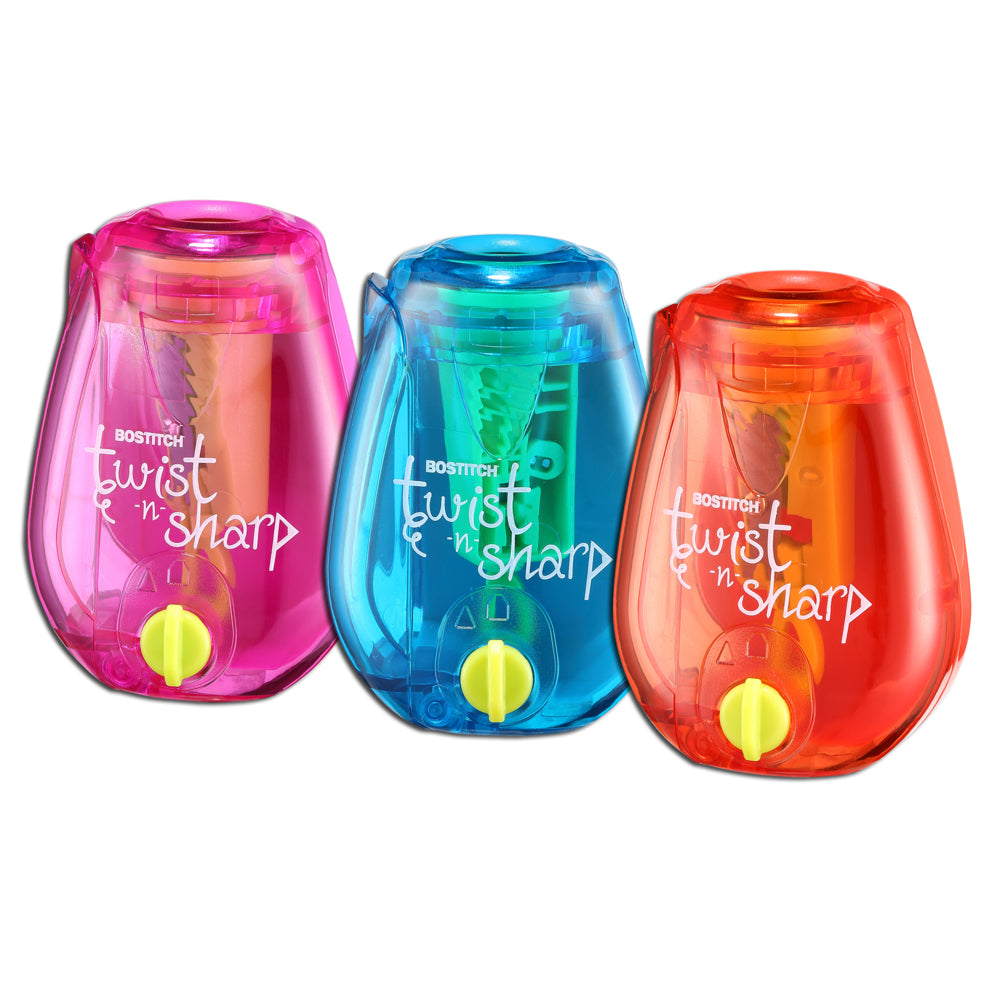Taille-crayon portable Bostitch Twist-n-Sharp - Couleurs assorties