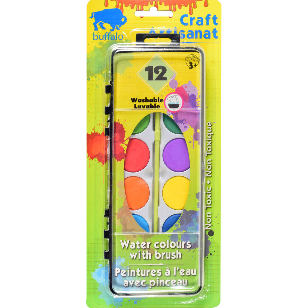 Buffalo Watercolour Paint Set - 12 assorted colours