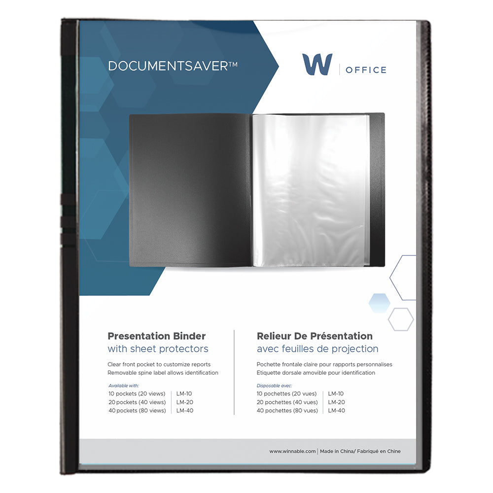 Livret de présentation Winnable 10 pochettes - 8,5" L x 11" H - Noir