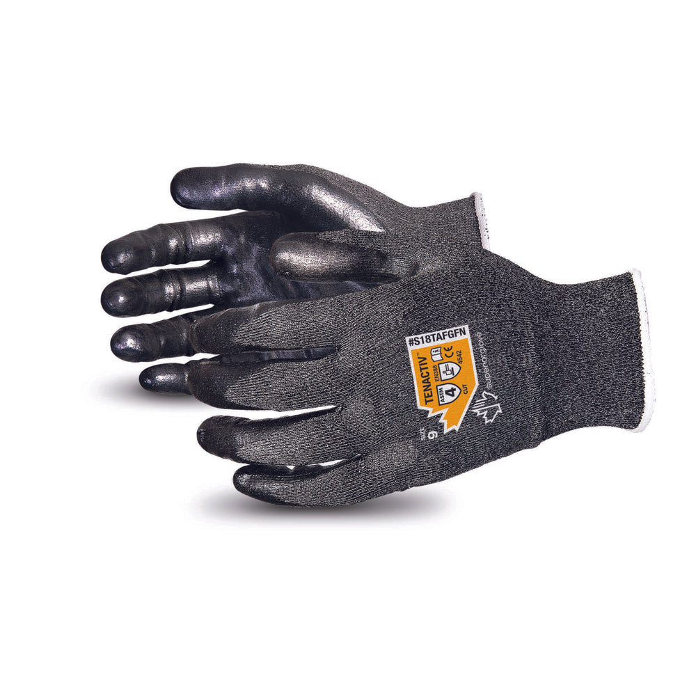 Gants tricotés TenActiv en fibres composites filamentées de niveau 4, résistants aux coupures, avec paumes en mousse de nitrile - Taille M