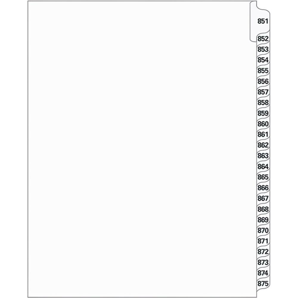 Supreme Litigation Tabs 25th Cut Numeric Set 11" White #851-875
