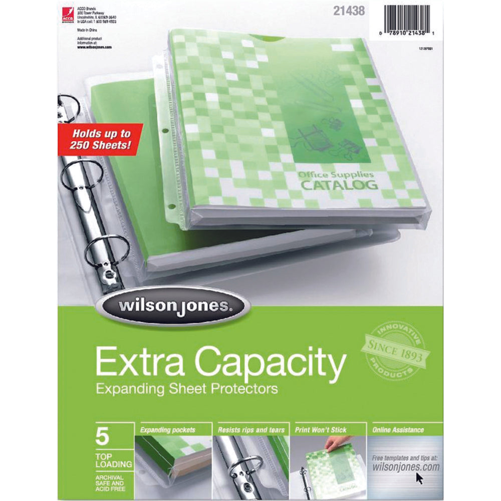 Feuilles de protection extensibles Wilson Jones extra-larges - 21,6 cm (l) x 28 cm (h) - paquet de 5