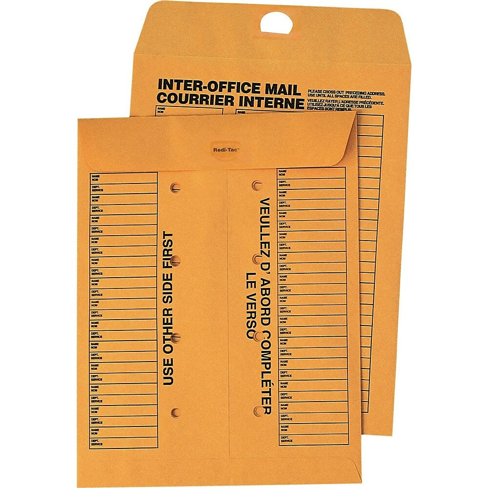 Enveloppes interservices Quality Park avec fermeture auto-adhésive réutilisable pour routage interservices - 10" x 13" - Paquet de 100