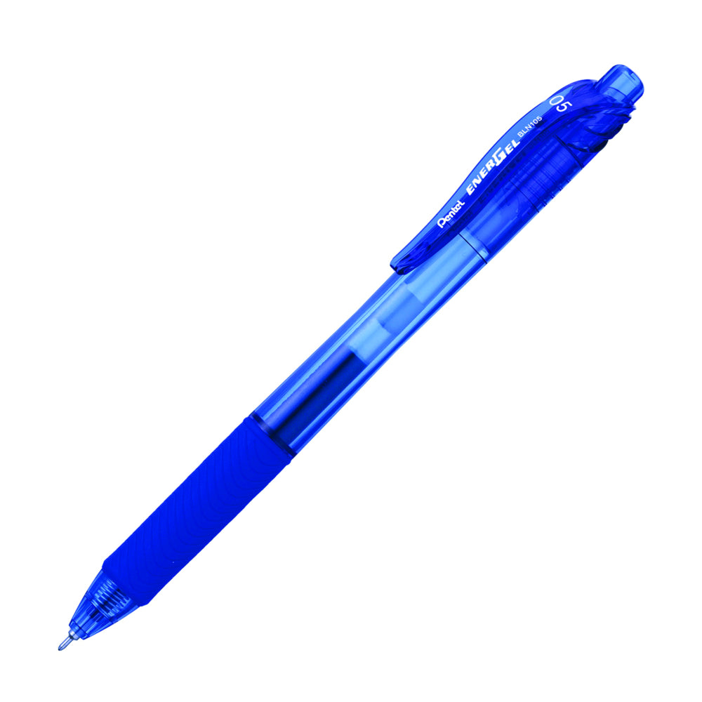 Stylo roller rétractable Pentel EnerGel-X - Pointe aiguille 0,5 mm - Encre bleue - Lot de 12