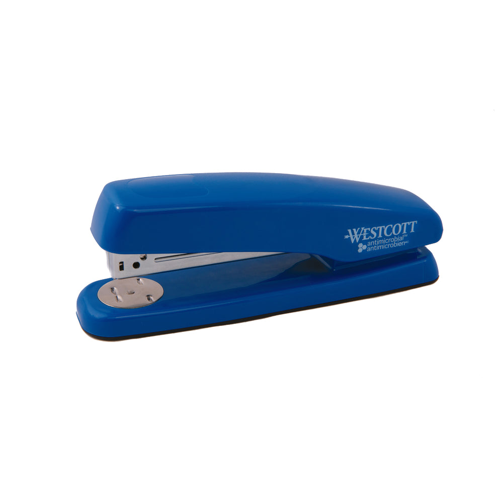 Agrafeuse Westcott pleine bande, capacité 20 feuilles, avec protection antimicrobienne - Bleu