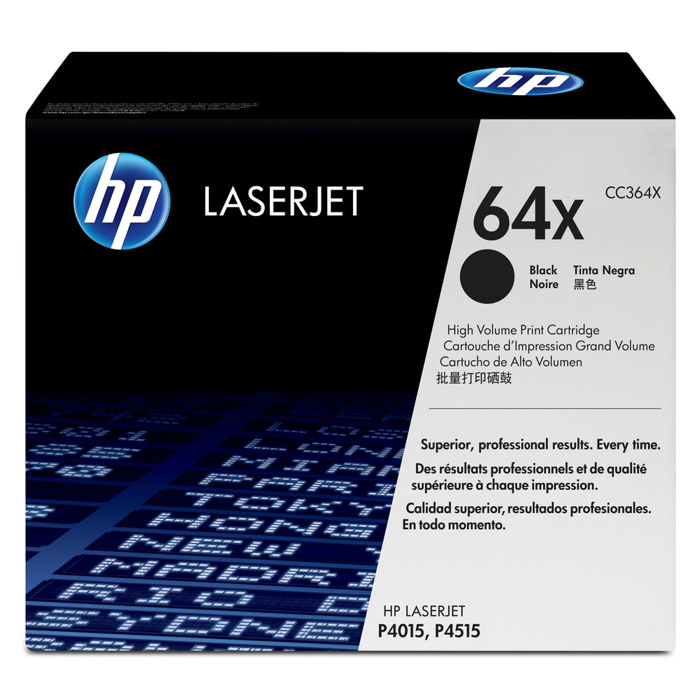 Cartouche de toner noir HP 64X LaserJet d'origine - Haute capacité (CC364X)