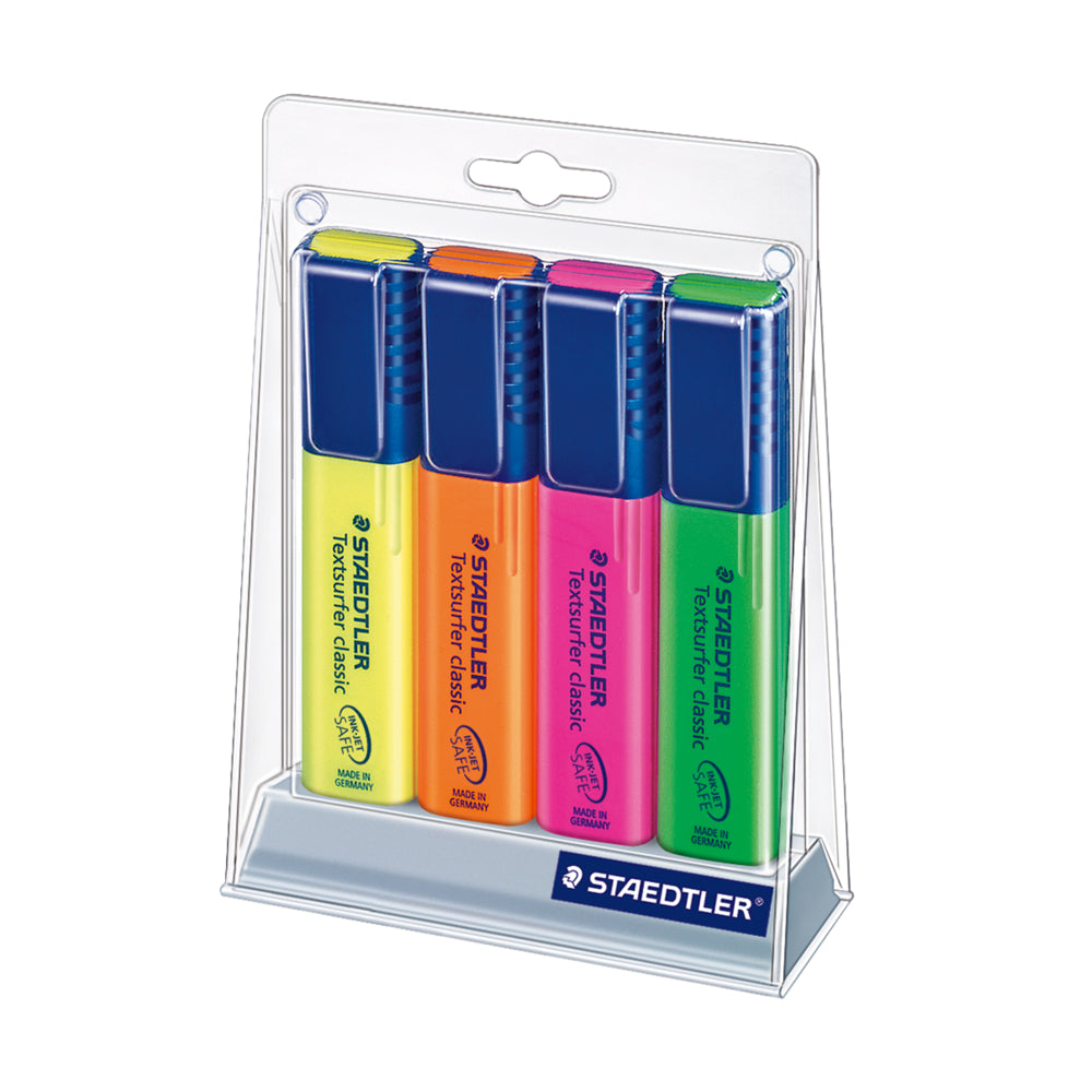 Surligneurs Staedtler Textsurfer à pointe biseautée – Couleurs assorties – Lot de 4