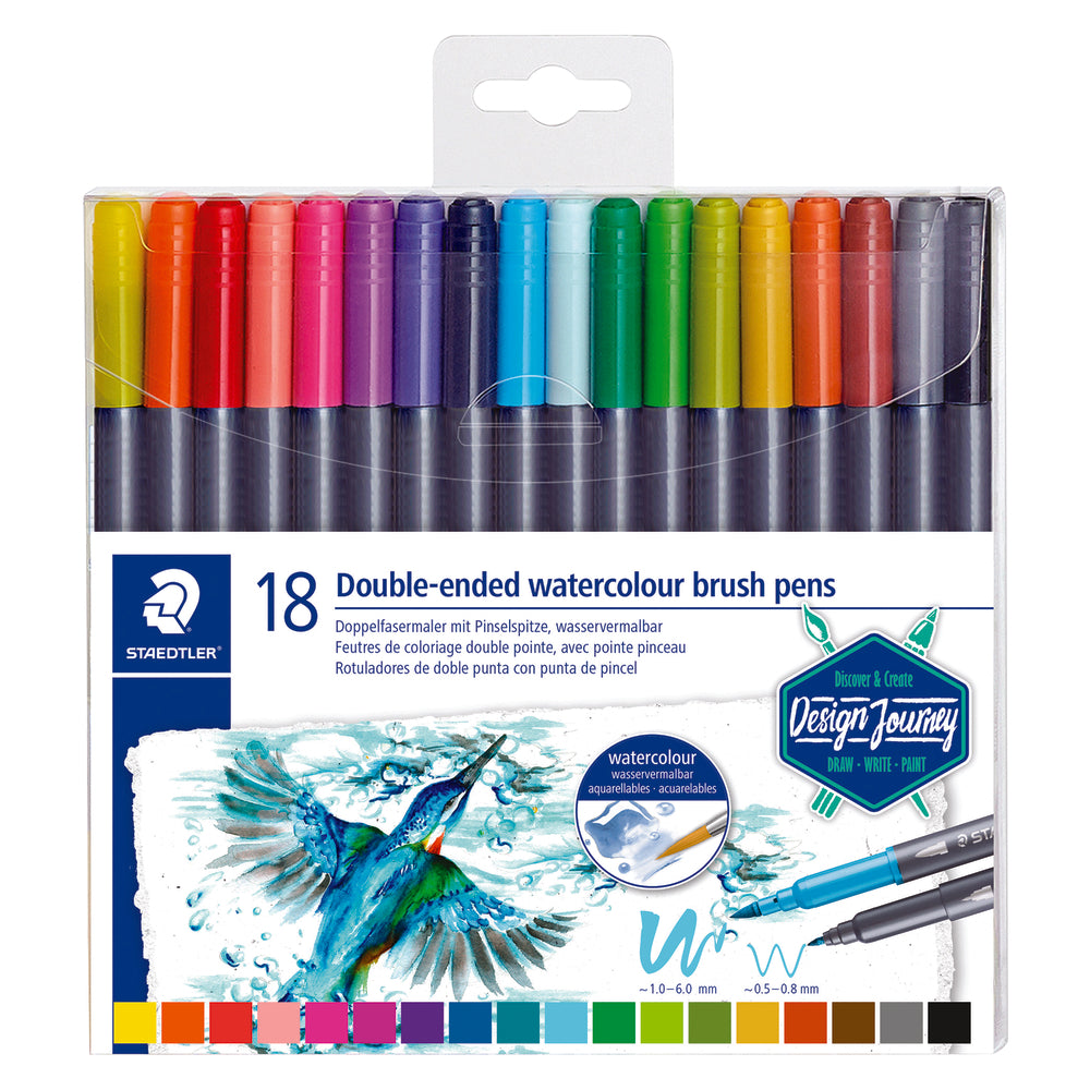 Stylo pinceau aquarelle Staedtler à double pointe - Lot de 18