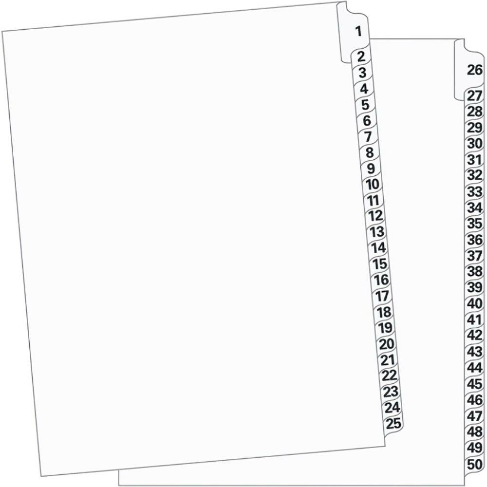 Supreme Litigation Tabs 25th Cut Numeric Set 11" White #1-50