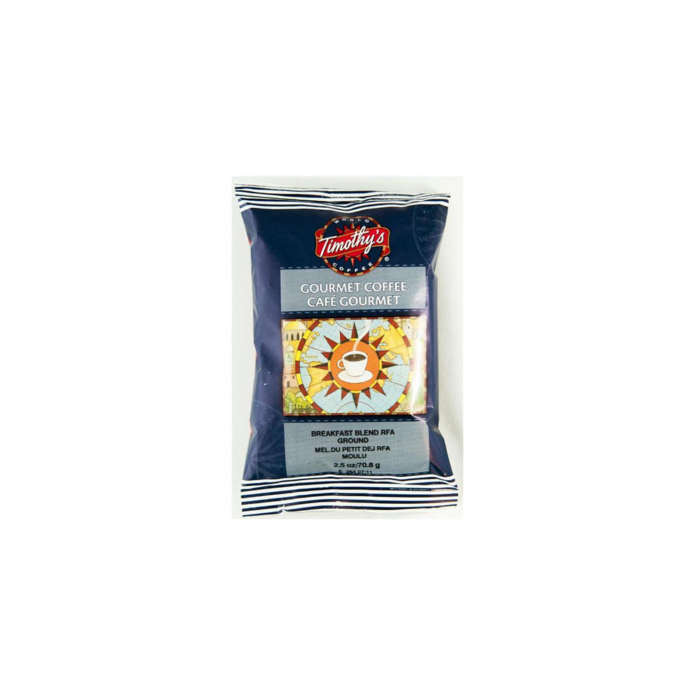 Mélange pour petit-déjeuner Timothy's - Torréfaction douce - 70 g de café moulu - Paquet de 24