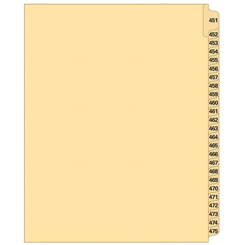 Supreme Litigation Tabs 25th Cut Numeric Set 11" Buff #451-475