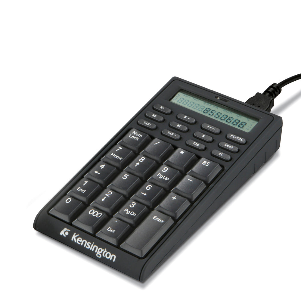 Clavier/Calculatrice filaire Kensington avec concentrateur USB - 10 touches - Noir