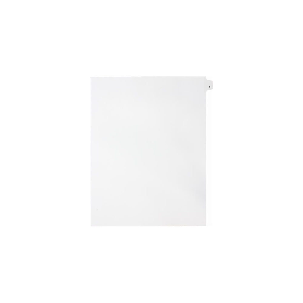 Onglets numériques Sterling Singles, n° 1, blancs, format lettre, coupe 1/25e, paquet de 25