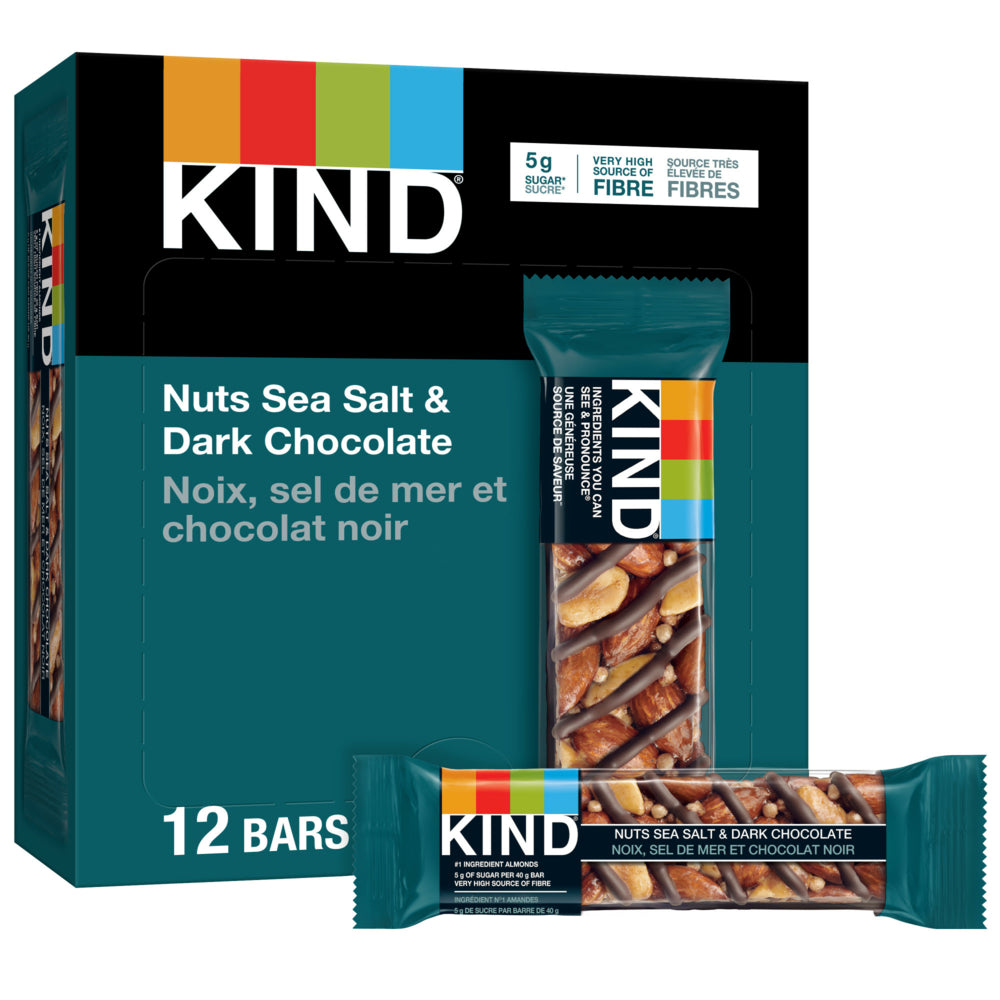 Barres KIND au chocolat noir, noix et sel de mer - 40 g - Paquet de 12