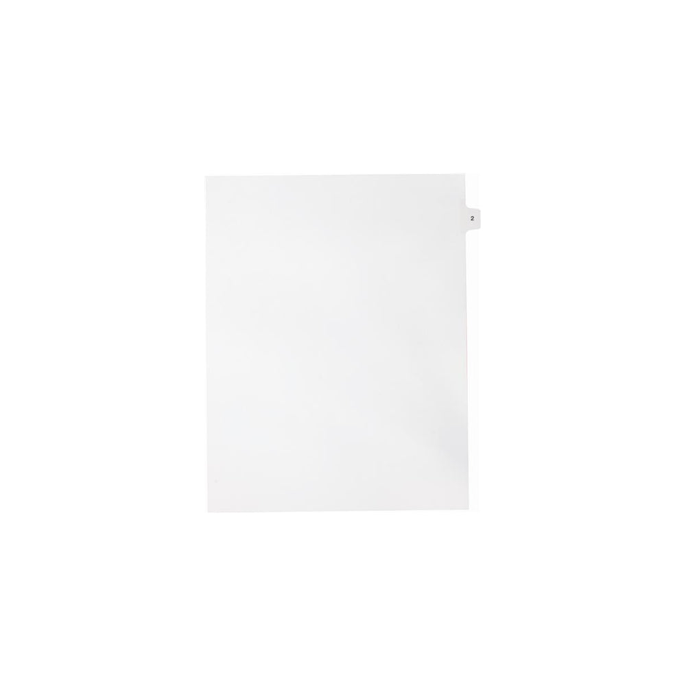 Sterling Numeric Singles Tabs, #2, White, Letter Size, 1/15th Cut, 25/pk