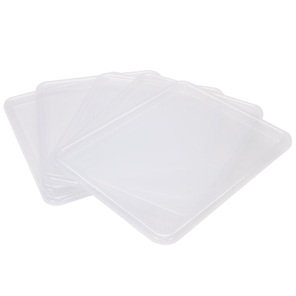 Couvercles Storex pour plateau de rangement format lettre - 25,4 cm x 33 cm - Transparents incassables - Paquet de 5
